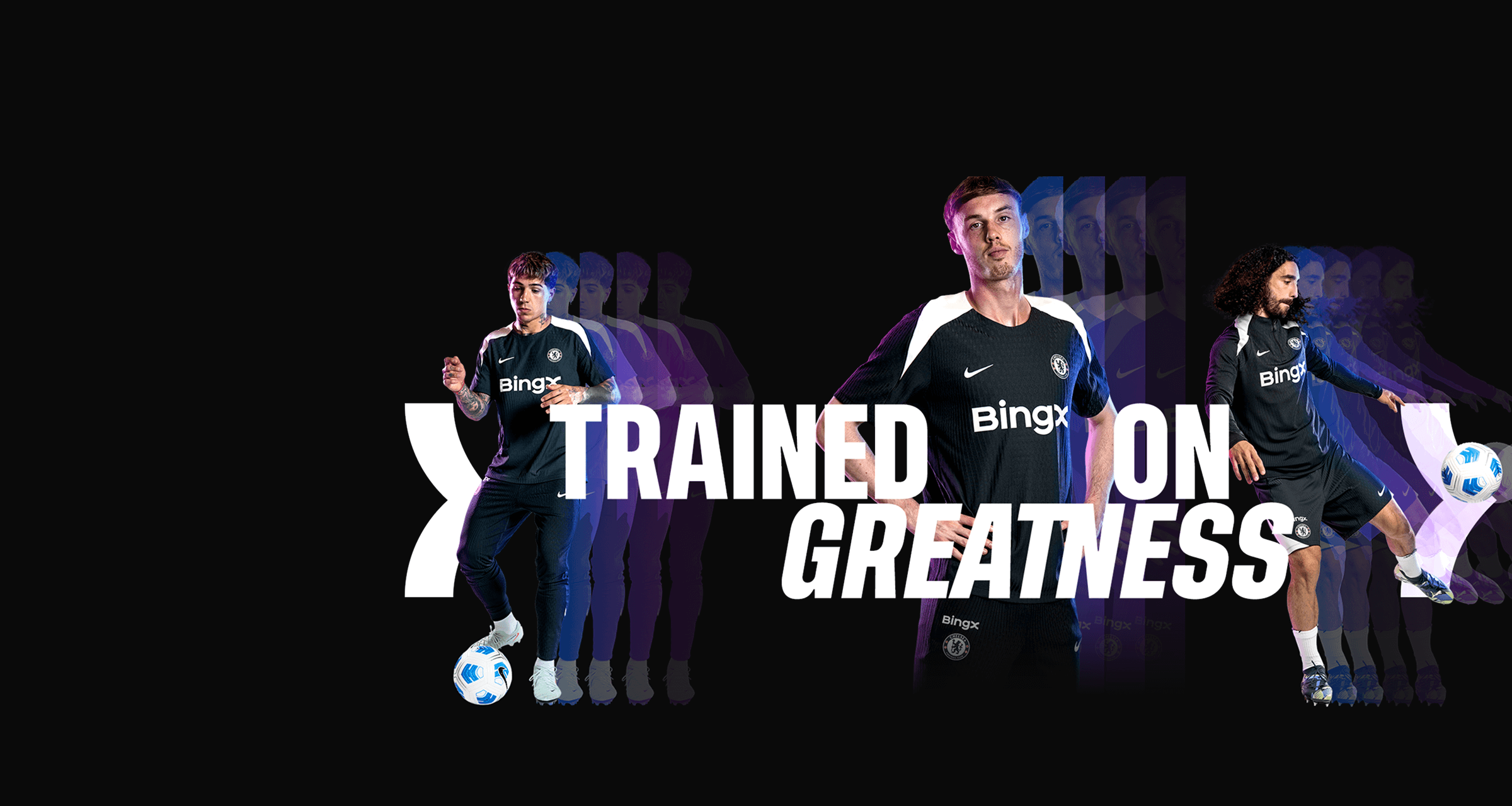 Robert Sánchez, Reece James, Malo Gusto, Wesley Fofana, Trevoh Chalobah, Levi Colwill, Marc Cucurella, Tosin Adarabioyo, Josh Acheampong, Enzo Fernández, Moisés Caicedo, Kiernan Dewsbury-Hall, Cole Palmer, Nicolas Jackson, Christopher Nkunku, Noni Madueke, Pedro Neto, Jadon Sancho, Tyrique George and Marc Guiu